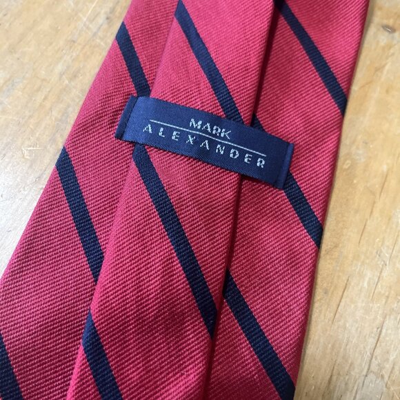 Mark Alexander Classic Red&blue Striped Silk Tie Made In USA Preppy Business - Picture 4 of 6